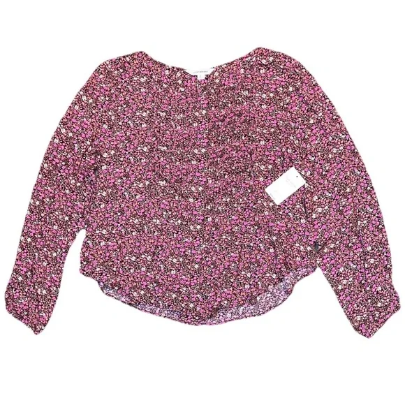 Lucky Brand Pink Brown Beige Floral Long Sleeve Button Blouse Shirt Small NWT - Picture 1 of 7